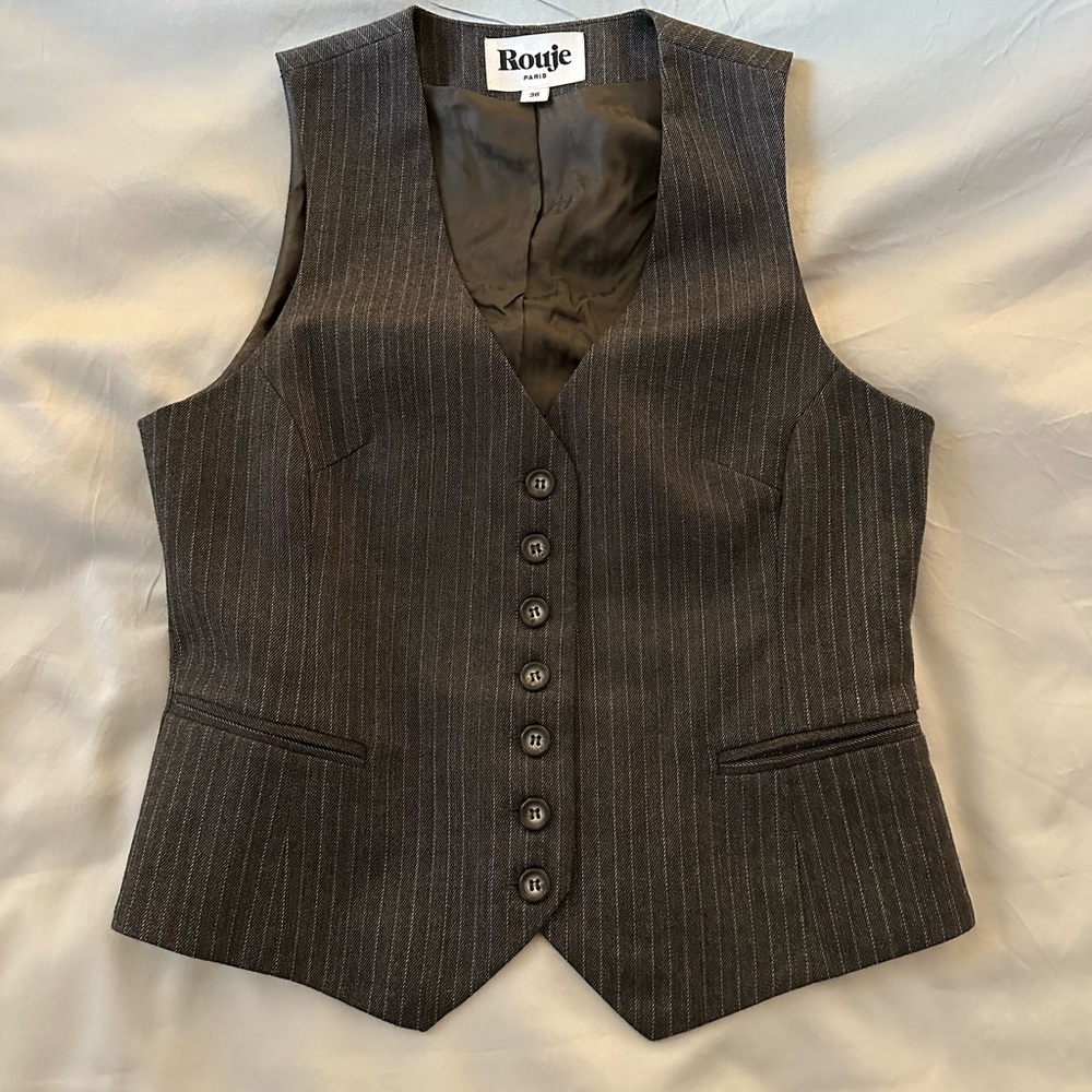 Rouje Charcoal Pinstripe Vest